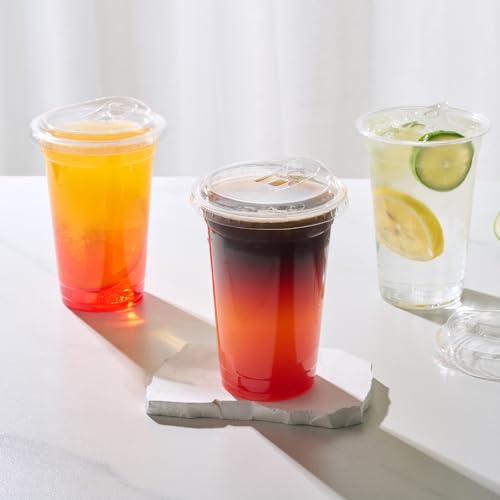 Turbo Bee 24 oz Disposable Plastic Cups with Strawless Lids - 200 Pack