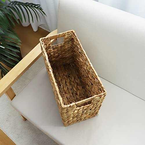 Water Hyacinth Storage Basket with Handles - Large Wicker Basket for Home Organization