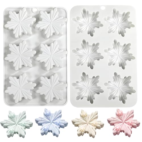 Foaryoer Snowflake Silicone Molds 2Pcs - 12-Cavity Snowflake Candy & Chocolate Molds, Christmas DIY Desserts