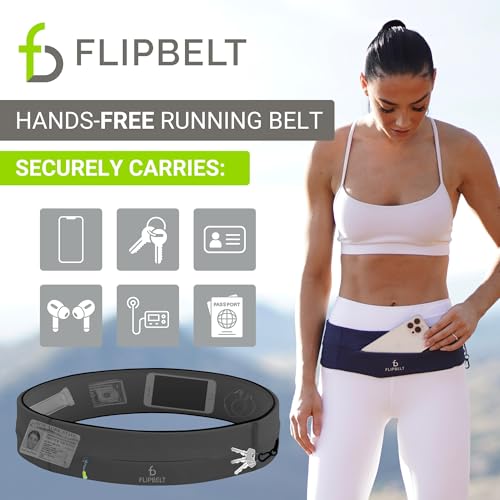 FlipBelt Zipper Running Waist Pack Large Carbon for Fitness & Travel