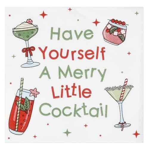 Gift Boutique - 100 Count Christmas Funny Beverage Disposable Napkins Napkin Paper, Have Yourself a Merry Little Cocktail Dessert Napkins for Home, Tableware Party Supplies Decorations