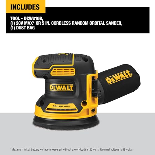 20V MAX XR Brushless Orbital Sander Tool Only - Variable Speed, Dust Collection