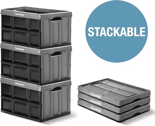 Obsidian 62L Collapsible Storage Bins - 3 Pack Heavy Duty Stackable Containers