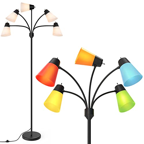 Medusa Adjustable Multi-Head LED Floor Lamp - Black Tall Standing Light