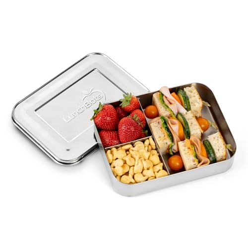 Kids Stainless Steel Bento Box - Medium 3-Section, 32oz, LunchBots Variation of Stainless Steel / 3 Section
