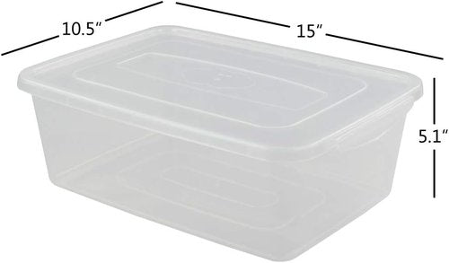 Jekiyo Clear Plastic Storage Bin - 14 Quart Latching Box Container with Lid | Set of 4