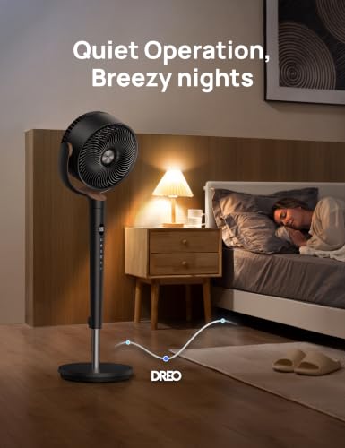 Dark Gray 42-Inch Oscillating Pedestal Fan with 9 Speeds & Remote - Quiet Floor Cooler