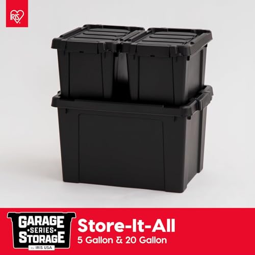 Heavy Duty Lockable Storage Totes 20 Gal - 4 Pack, Black, Stackable, BPA-Free