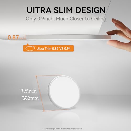 16-Pack 7.5-Inch LED Ceiling Lights - White, Ultra Slim Flush Mount, Adjustable 5 Color Temp