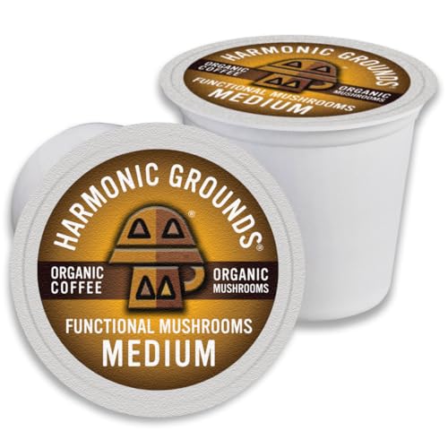 Organic Mushroom Coffee Pods - Medium Roast, K-Cup Compatible, 34 Count