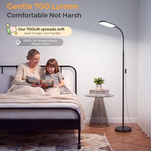 Coucrek LED Floor Lamp - Adjustable Reading Light for Living Room - Black