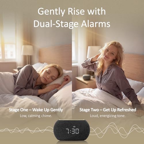Hotmoon Luna Pro Smart Sound Machine Black - 507 Sounds, Dual-Stage Alarm, Plug-in