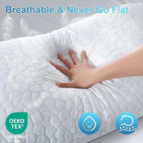 QUTOOL King Cooling Pillow Set of 2 - Adjustable Shredded Memory Foam, CertiPUR-US, White, Basic / King