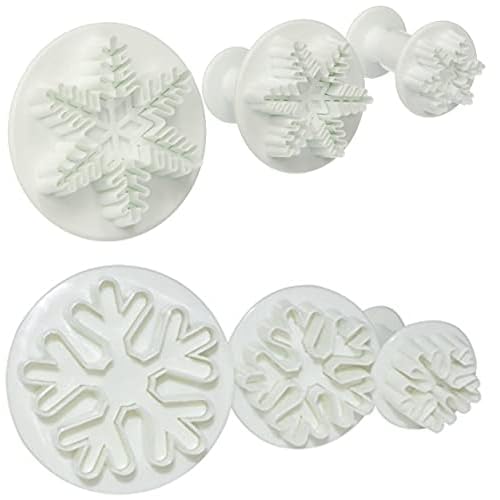 Snowflake Cookie Cutter,6PCS Snowflake Fondant Cutters Decorating Mold Embossing Tool Christmas Cookie Cutters Snowflake Plunger Cake Cutter