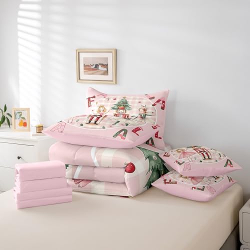 Pink Christmas Bed in a Bag Queen 7-Piece Comforter Set with Sheets – Nutcracker Theme