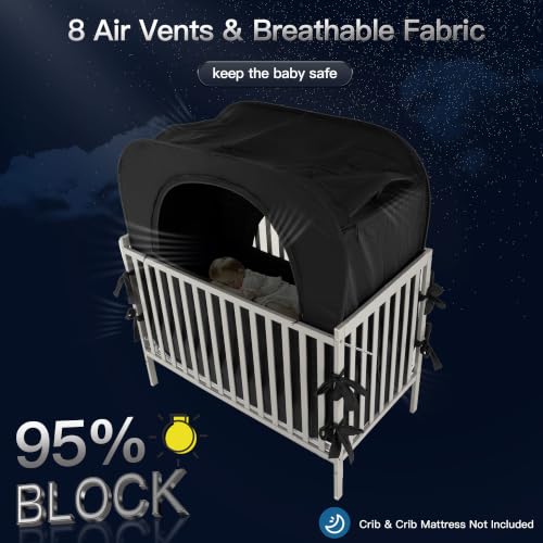Porayhut Baby Privacy Bed Tent - Dark Pop Up Crib Cover for Toddler Sleep