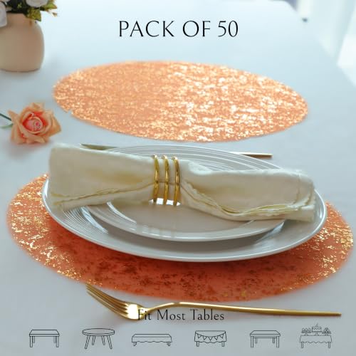 Orange Gold 13" Placemats - 50 Pcs Round Disposable | Snowkingdom