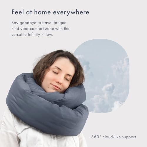 Huzi Infinity Travel Neck Pillow - Midnight Grey - 360 Support & Breathable Fabric