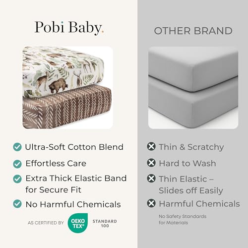 Wildlife Baby Crib Sheets 2-Pack - Soft Cotton Blend Fitted Bedding for Boys