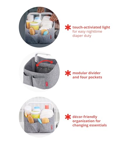Light-Up Diaper Caddy Organizer with Touch Sensor Night Light - Nursery Style Oat