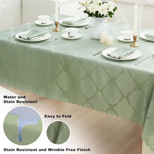 Newbridge 60 x 102 Inch Sage Green Ribbons & Bows Damask Tablecloth