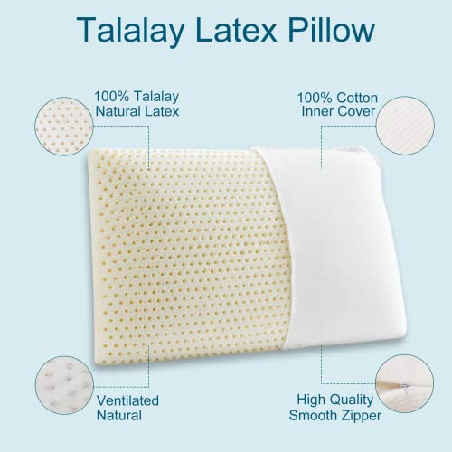ORHETVE Queen Talalay Latex Pillow - Extra Soft Support for Side & Back Sleepers, Removable Cotton Cover