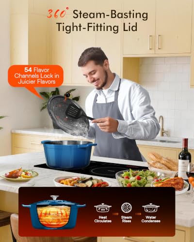 Nuwave Santorini 6 Qt PFAS-Free Enamel Cast Iron Dutch Oven with Lid