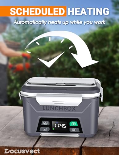 Docusvect Titanium Gray Cordless Electric Lunch Box 1.3L with Schedule Heating