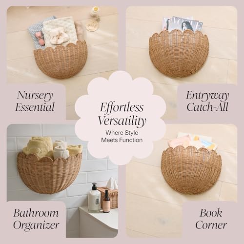 Mocca BEBE BASK The Original Scalloped Wicker Wall Basket Set of 2