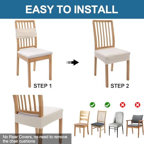 Smiry Waterproof Dining Chair Seat Covers Set of 6 - Beige