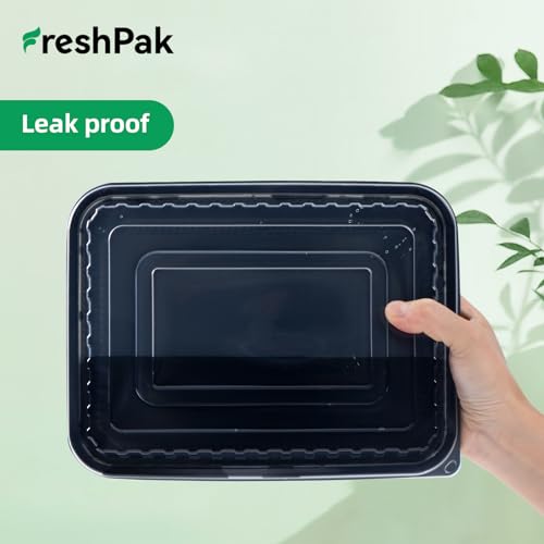 Black 48oz Meal Prep Containers 40-Pack Leakproof Food Storage - Single Compartment