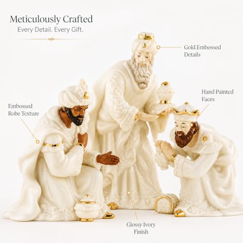Belleek Living 3 Kings Set - 7.3 Inch Fine China Nativity Figures - Made in Ireland