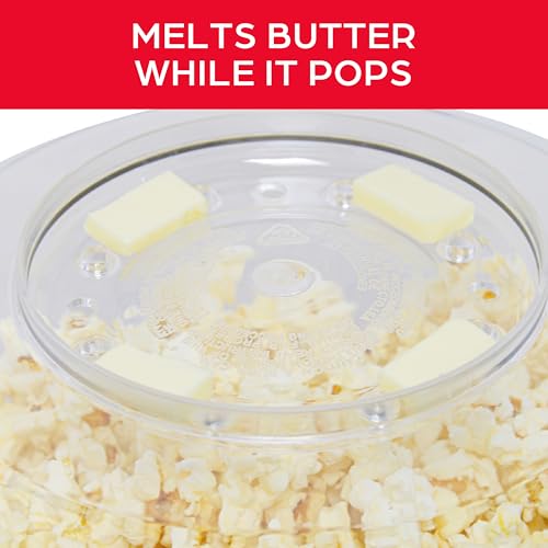 6-Quart Red Popcorn Maker Machine with Stirring Rod and Large Serving Bowl