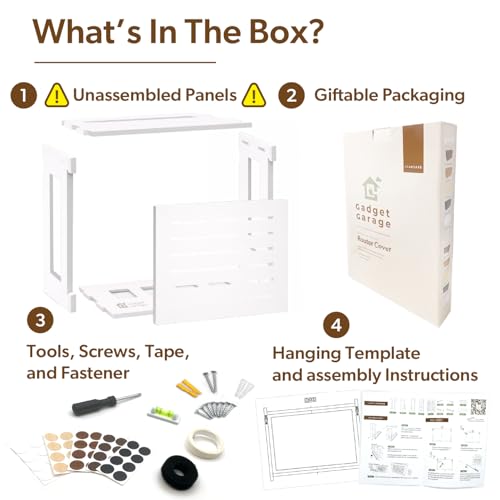 White WiFi Router Storage Cabinet with Wire Organizer and Leveling Hardware