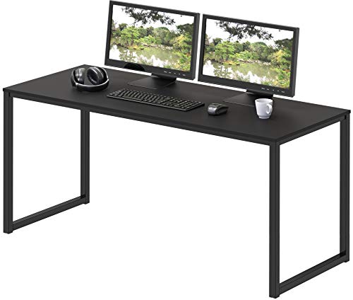 SHW Mission 48-Inch Black Home Office Computer Desk with Steel Frame