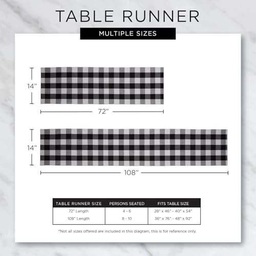 DII Black Gingham Cotton Table Runner 14x108 Inches Farmhouse Decor