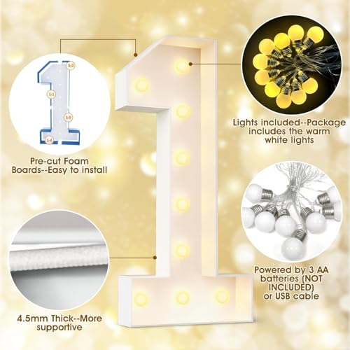 Ledido 4FT Warm White Marquee Light Up Number 50 for Birthday Party