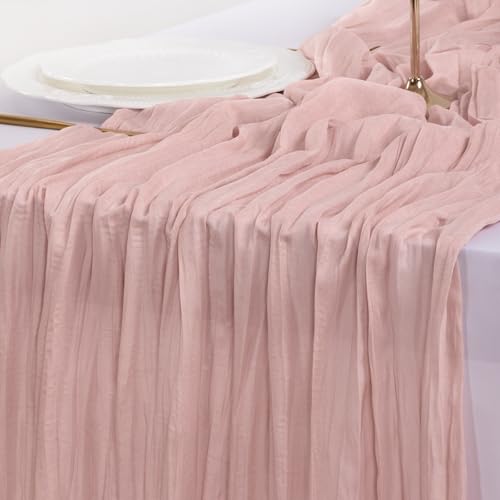 Dusty Pink Cheesecloth Table Runner 10ft x 6pcs Fall Boho Wedding Decor