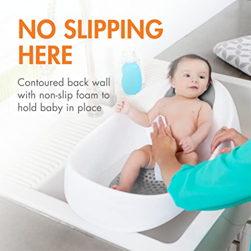 White Baby Bathtub with Support Positions & Color Changing Drain Plug - 0-18 Months