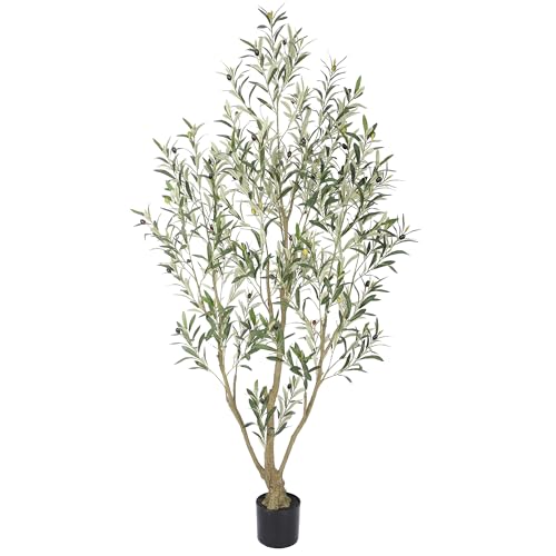 Nafresh 6ft Tall Faux Olive Tree with Lifelike Fruits & Adjustable Branches - Artificial Indoor Plant for Living Room & Entryway (Variation: 1/6ft)