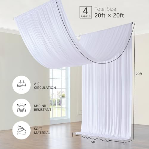 White Ceiling Drapes for Weddings & Parties - 4 Panels 60"W x 240"L - Variation of THIS listing
