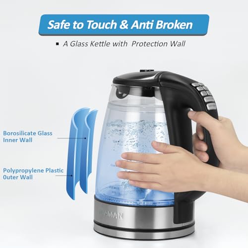 Electric Kettle with 6 Temperature Presets for Tea and Coffee - Fast Boil & Safety Design