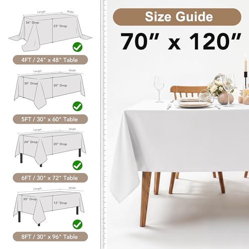 Sage Green Tablecloths 6 Pack - 70 x 120 Inch Premium Polyester for Rectangle Tables - Versatile & Stain Resistant
