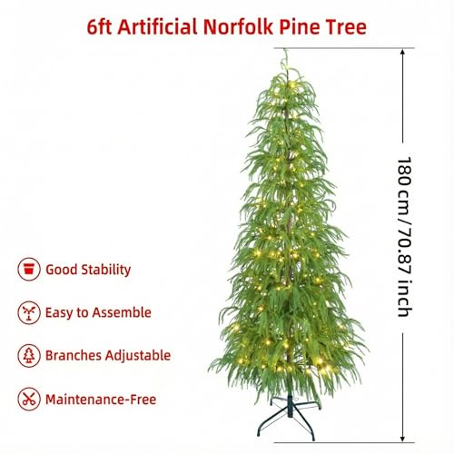 6ft Pre-Lit Artificial Christmas Tree with Warm White Lights - Norfolk Touch