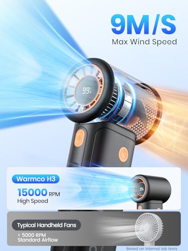 Portable Handheld Fan with 10000mAh Battery - Black