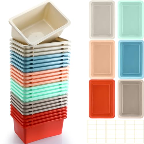 Classroom Cubby Book Bins Set - Retro Color, 24 Pieces with Labels