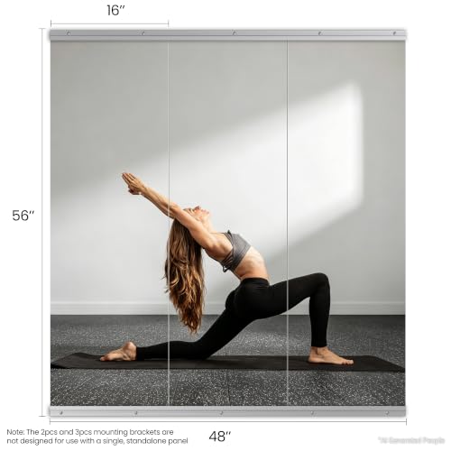 Yarnuwa 3-Pack Wall-Mounted Gym Mirrors 56x16 Inches for Fitness Studio