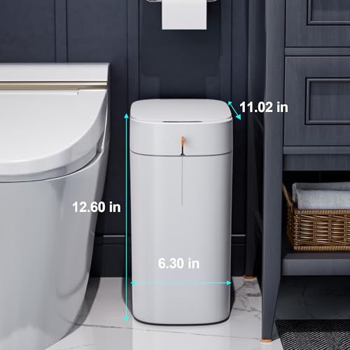 Automatic Rechargeable 3 Gallon Bathroom Trash Can with Lid - Touchless & Hygienic