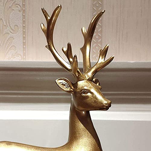 1 Pair Resin Deer Statue Reindeer Figurine Ornaments Elk Sculpture