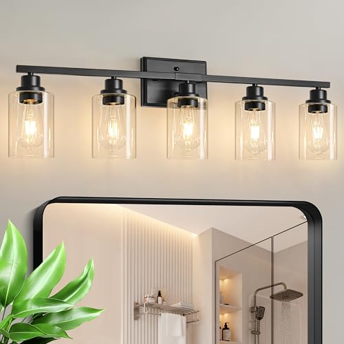Unicozin Modern Bathroom Light Fixtures, 5 Vanity Lights Over Mirror,